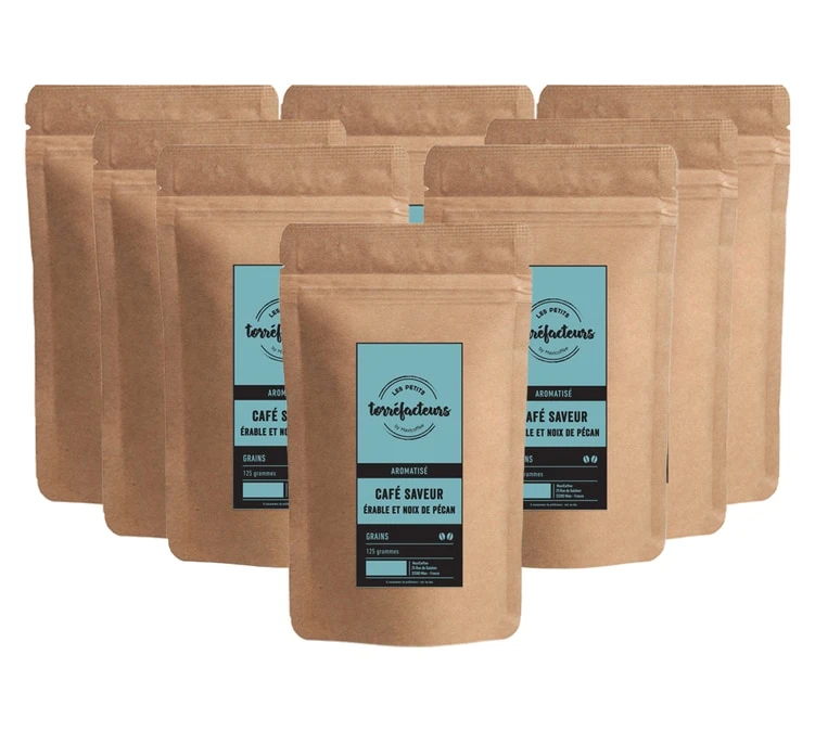 Café En Grains - Saveur Sirop D'Erable Et Noix De Pécan - 1kg (8x125g) - Les Petits Torréfacteurs 3 Café En Grains - Saveur Sirop D'Erable Et Noix De Pécan - 1kg (8x125g) - Les Petits Torréfacteurs