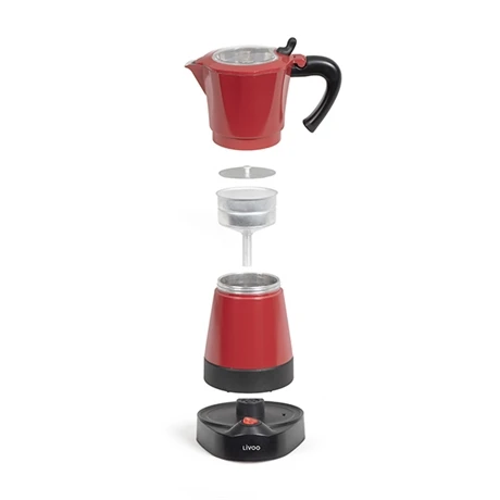 LIVOO Cafetière électrique Italienne Rouge 6 Tasses 480 W 4 LIVOO Cafetière électrique Italienne Rouge 6 Tasses 480 W – Image 2