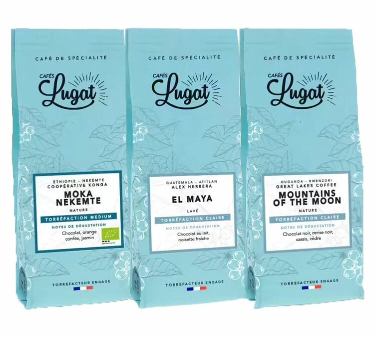 3x250 G Café En Grain Pack Slow Coffee - Cafés Lugat 3 3x250 G Café En Grain Pack Slow Coffee - Cafés Lugat