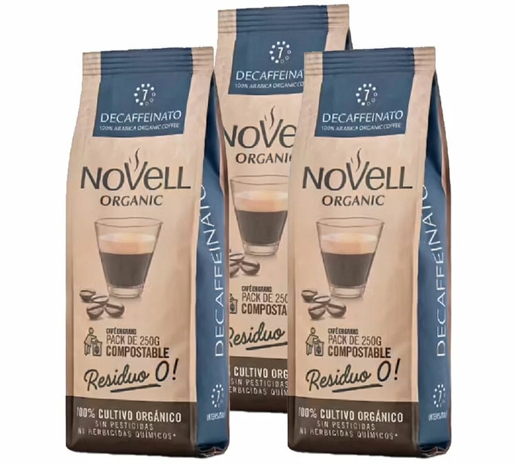 3x250g Café En Grain Bio Décaféiné - Novell 3 3x250g Café En Grain Bio Décaféiné - Novell
