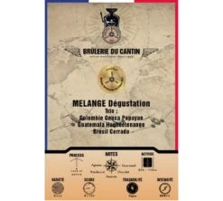 Café En Grains Brûlerie Du Cantin - Mélange Dégustation 100% Arabica - 250gr -Magasin De Machines À Café etiquette melange degustation