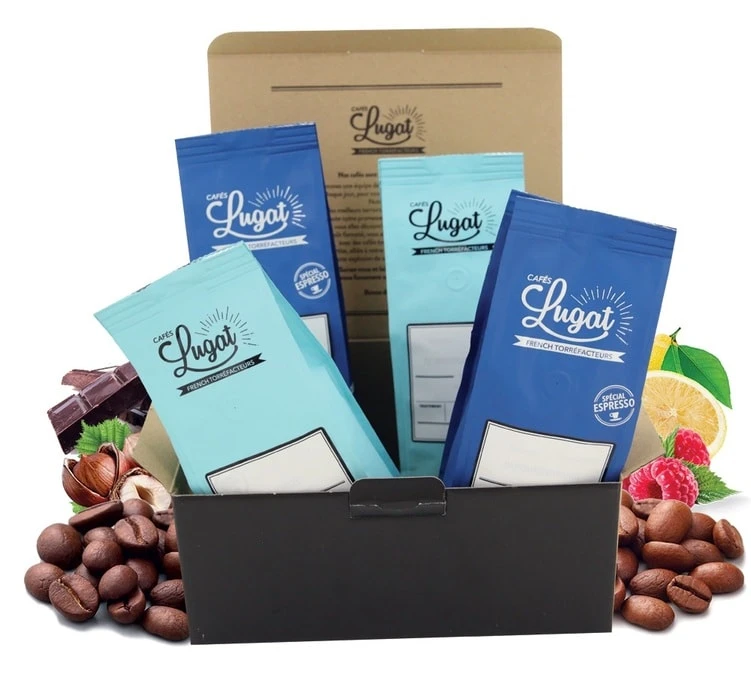 Coffret Découverte Cafés Lugat (4 Cafés En Grains X 250g) 3 Coffret Découverte Cafés Lugat (4 Cafés En Grains X 250g)